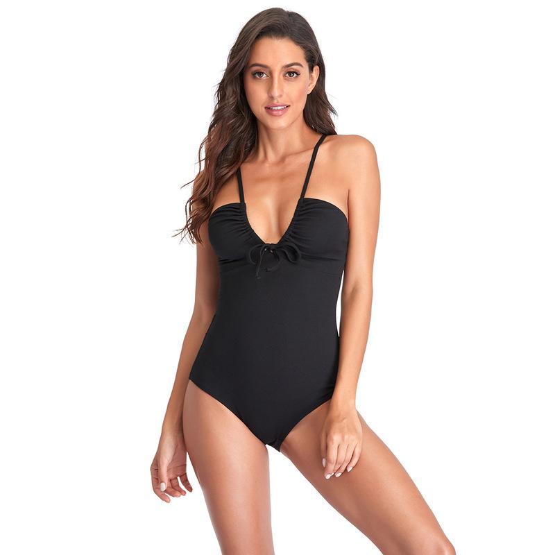 Damen Eleganter Einteiler Badeanzug mit verspieltem Knoten-Detail Echo Archiv