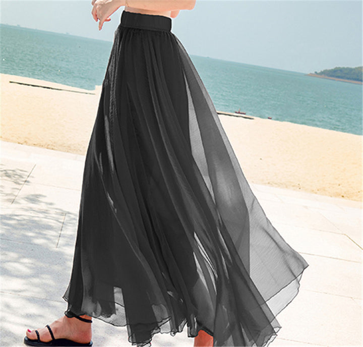 Damen nan fließender Maxirock aus Chiffon mit elastischem Bund und mehrlagigem Volant Echo Archiv