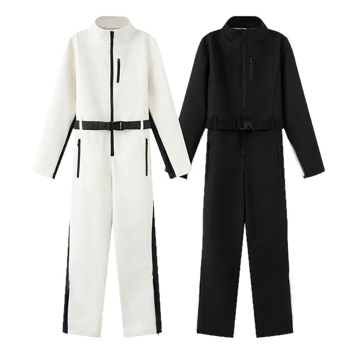 Damen Funktionaler Utility-Overall mit Reißverschlüssen und Taillengürtel Echoarchiv