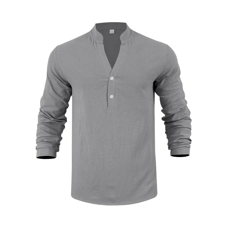 Herren Langarm-Henley-Shirt mit praktischem Knopfdesign und lässiger Passform Echoarchiv