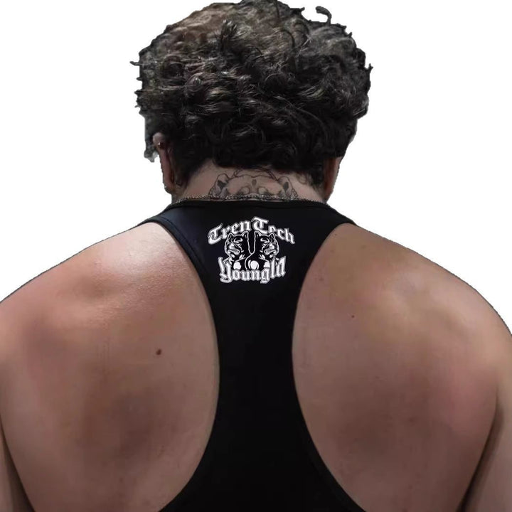 Herren nan figurbetontes Fitness-Tanktop mit Bulldoggen-Grafik und extra tiefen Armausschnitten Echo Archiv