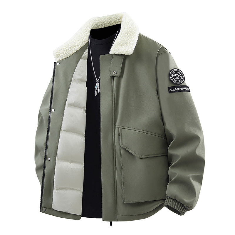 Herren modische Übergangsjacke mit isolierendem Fleecekragen und praktischen Taschen Echoarchiv