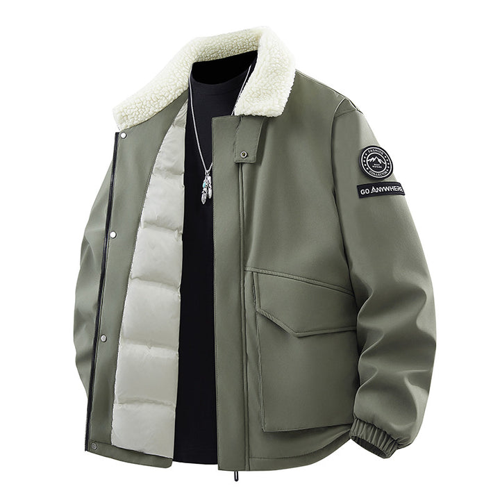 Herren modische Übergangsjacke mit isolierendem Fleecekragen und praktischen Taschen Echoarchiv