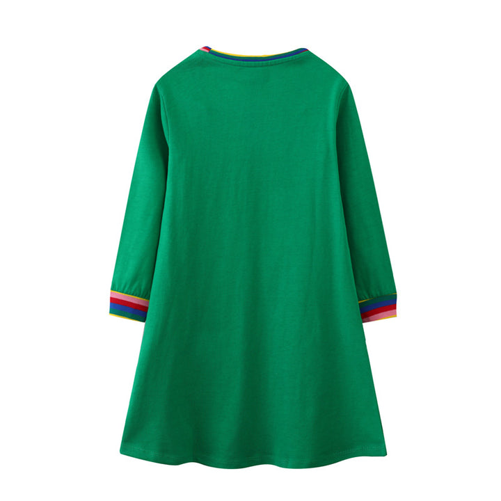 Mädchen Langarm-Kleid mit bunten Tier- und Blumenstickereien Echo Archiv