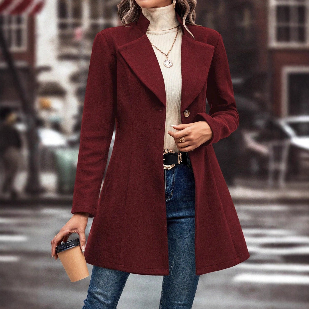 Damen eleganter Langblazer mit modernem Kragen und tailliertem Schnitt Echoarchiv