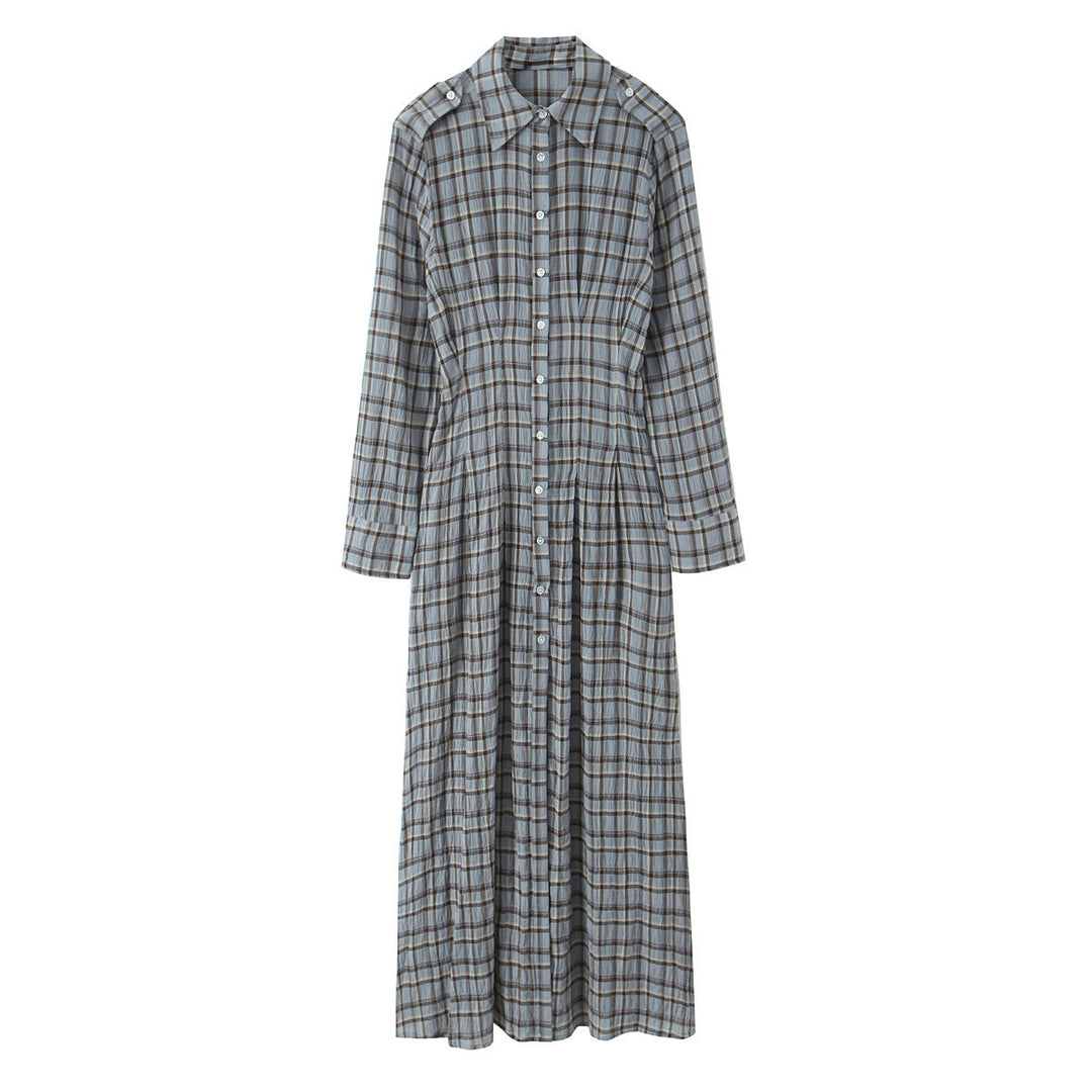 Damen Maxikleid im Hemdblusenstil mit durchgehender Knopfleiste und taillierter Faltenpartie Echo Archiv
