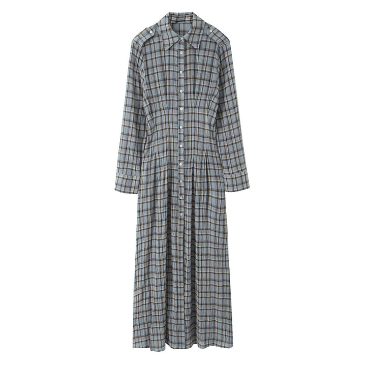 Damen Maxikleid im Hemdblusenstil mit durchgehender Knopfleiste und taillierter Faltenpartie Echo Archiv