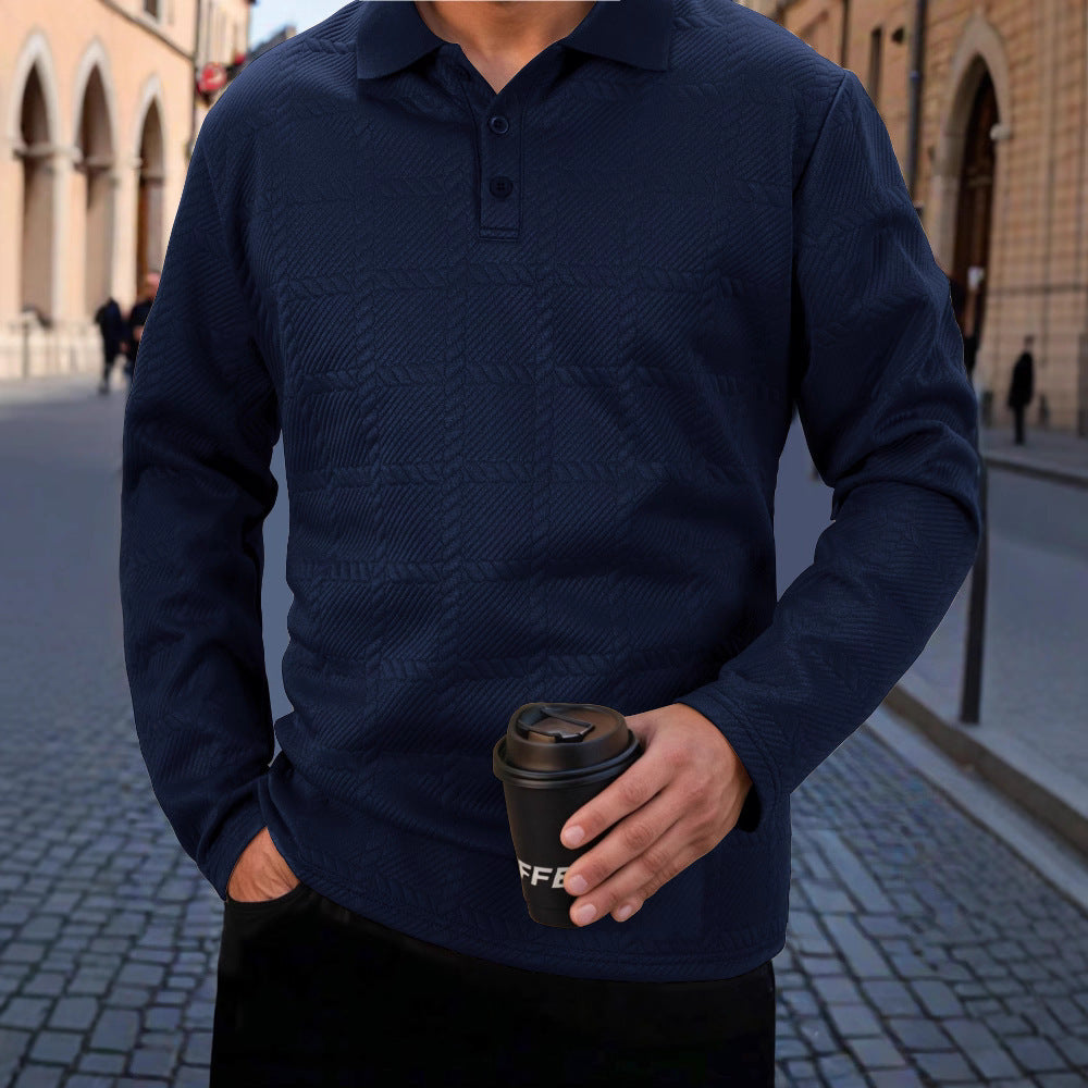 Herren stylisches Langarm-Polohemd mit strukturiertem Design Echoarchiv
