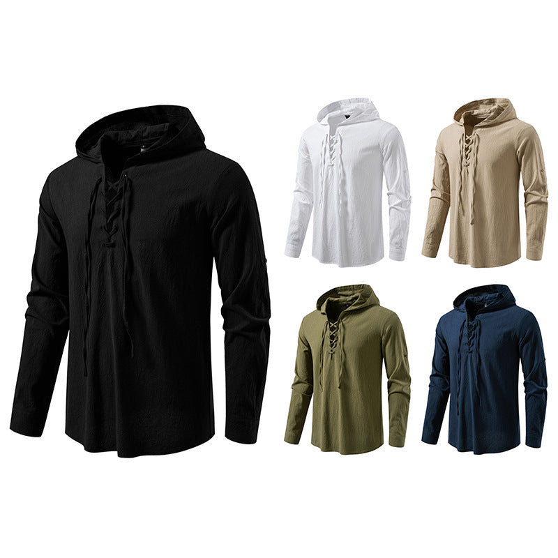 Herren lässiges Kapuzenshirt mit modernes Schnürdesign Echoarchiv