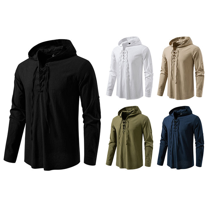 Herren lässiges Kapuzenshirt mit modernes Schnürdesign Echoarchiv