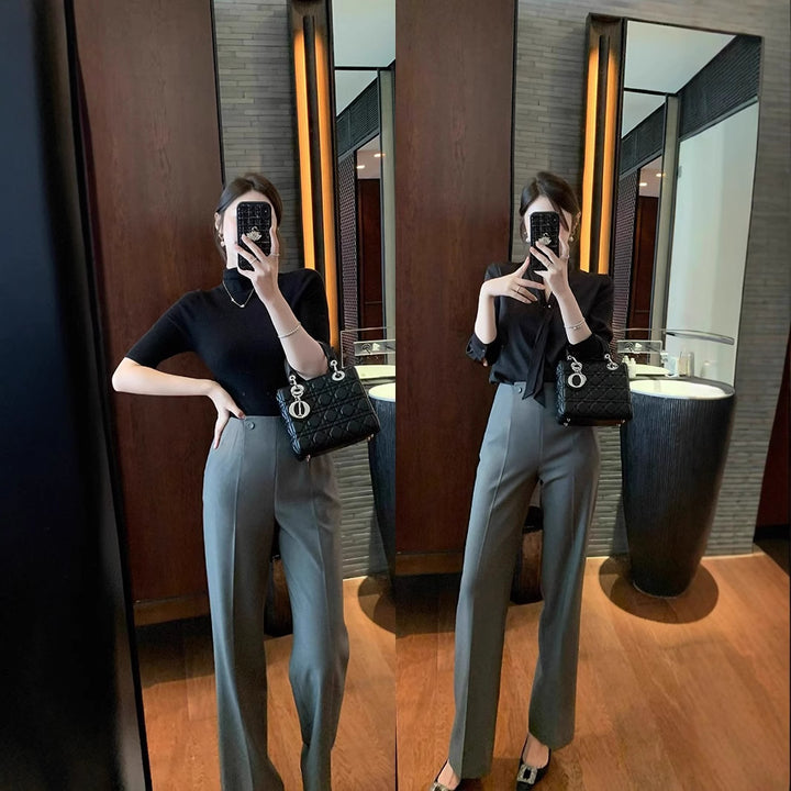 Damen Elegante und hoch taillierte Anzughose Echoarchiv