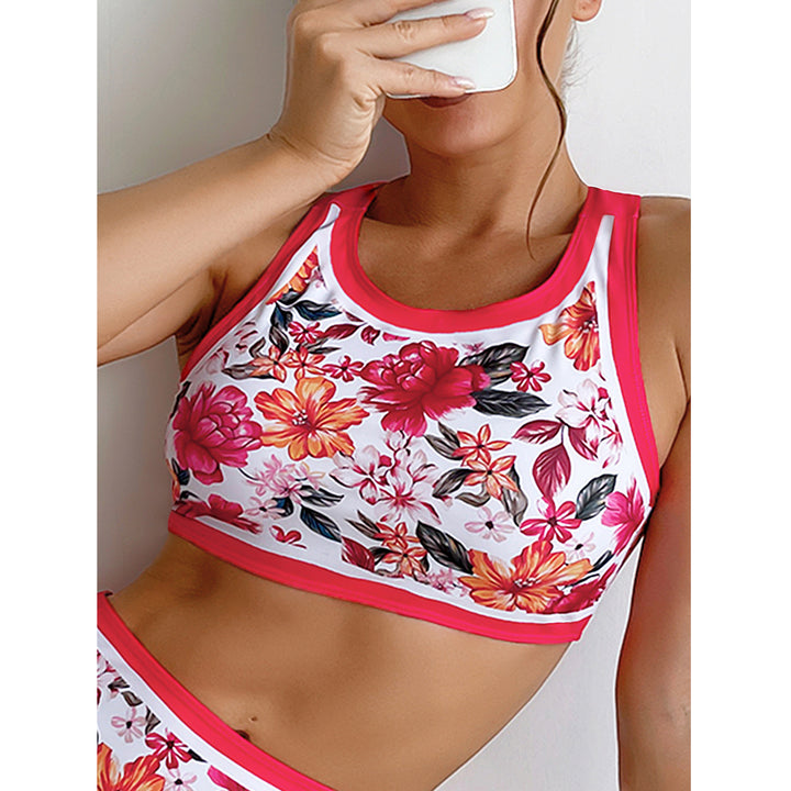 Damen Sport-Bikini mit floralem Design und hohem Bund Echo Archiv