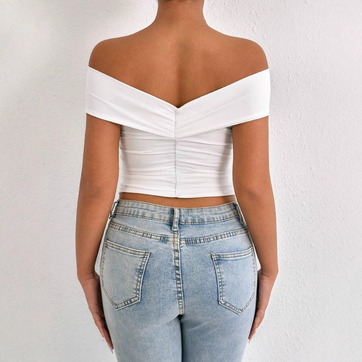 Damen schulterfreies Oberteil mit eleganter Drapierung Echo Archiv
