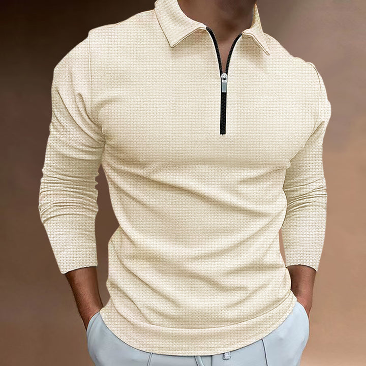 Herren sportliches Langarmshirt mit Reißverschluss und strukturiertem Gewebe Echoarchiv