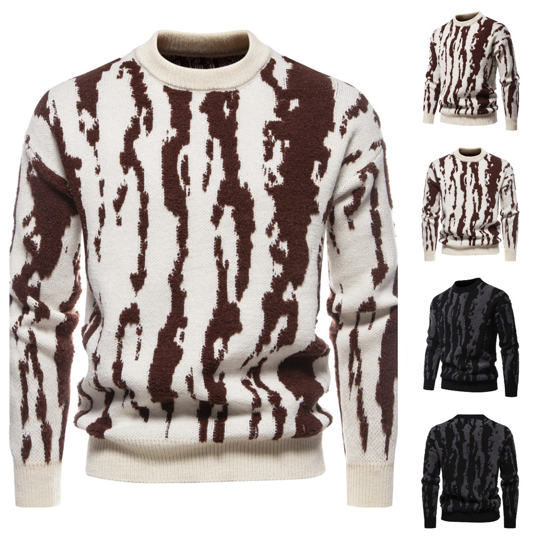 Herren Strickpullover mit modernem Zopfmuster und hohem Kragen Echoarchiv