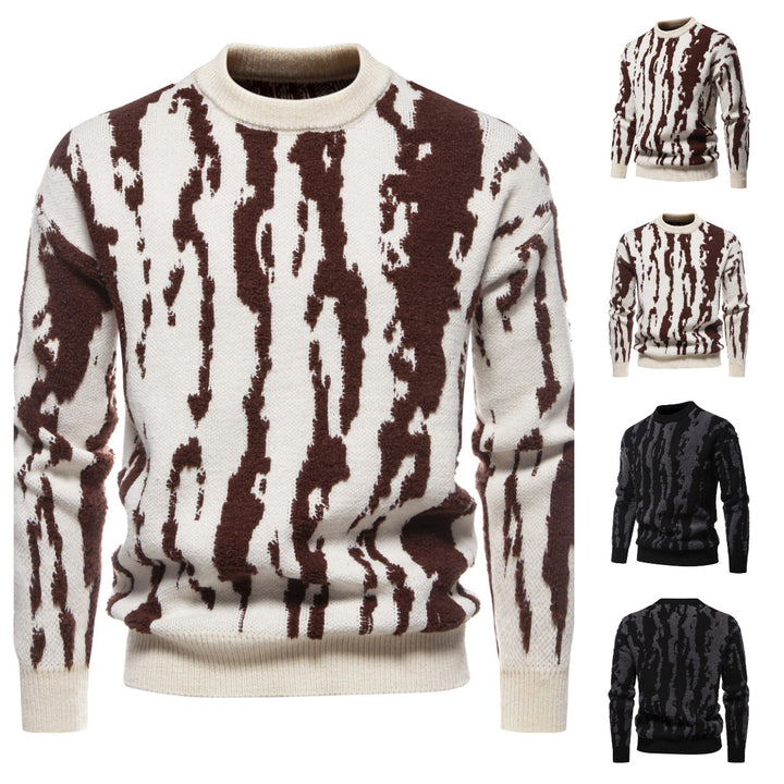 Herren Strickpullover mit modernem Zopfmuster und hohem Kragen Echoarchiv