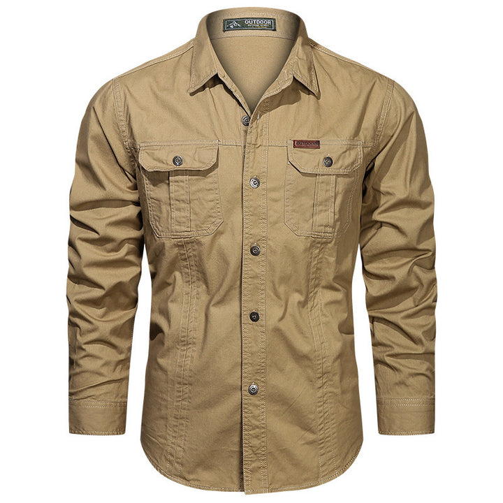 Herren nan robustes langärmeliges Outdoorhemd mit doppelten Brusttaschen und Button-Front Echo Archiv
