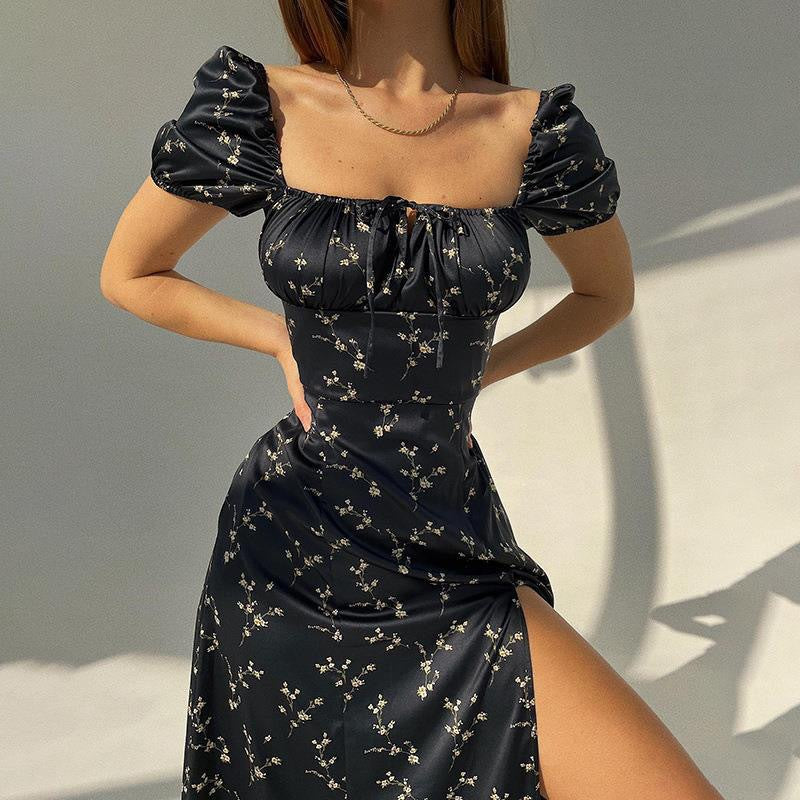 Damen Sommerliches Maxikleid mit floralen Mustern und tiefem Schlitz Echo Archiv