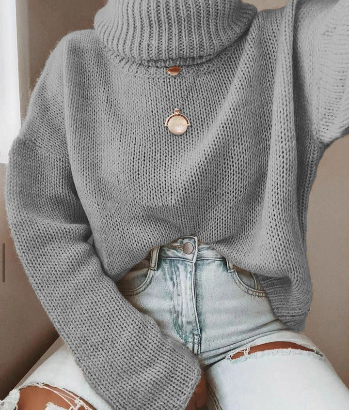 Damen Oversize Rollkragenpullover grobgestrickt mit weitem Schnitt Echoarchiv