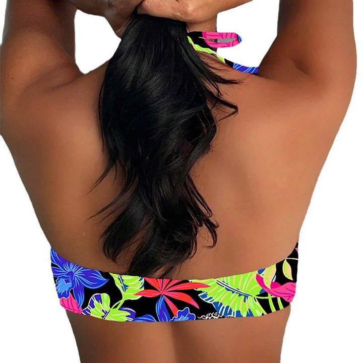 Damen Bandeau-Bikini mit modischem Cut-Out und buntem Blatt-Design Echo Archiv