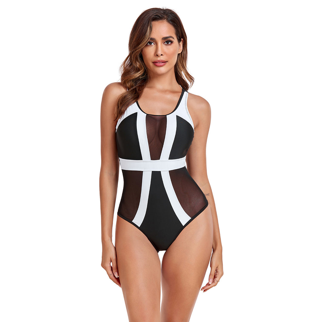 Damen Sportlicher Einteiler Badeanzug mit modernem Mesh-Design Echo Archiv