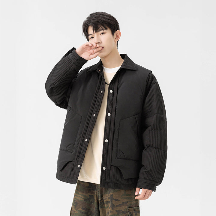 Herren Wattierte Steppjacke mit Cord‑Einsätzen und Hemdkragen Echo Archiv