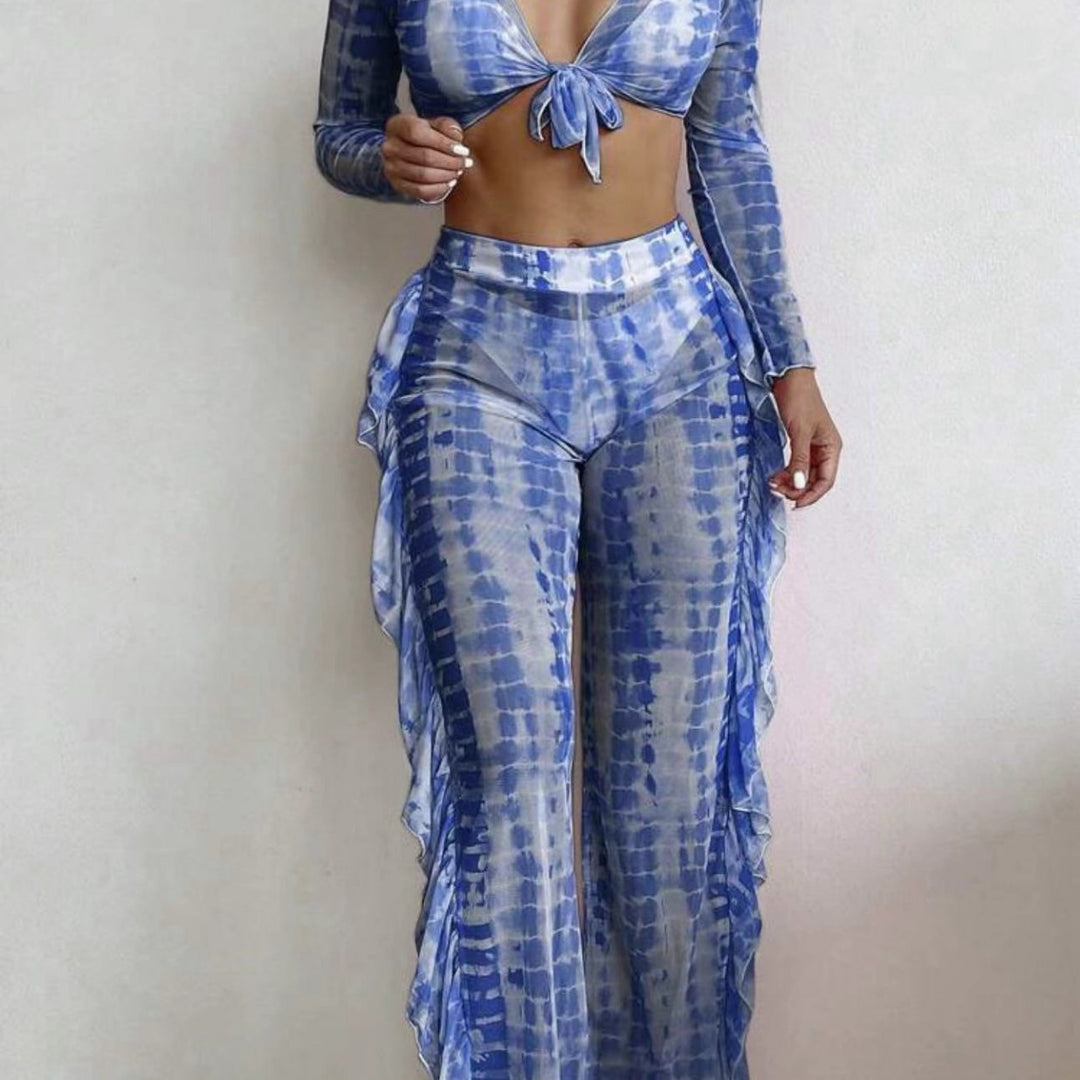 Damen Strandmode-Set mit verspieltem Wickeldesign und schimmernden Akzenten Echo Archiv