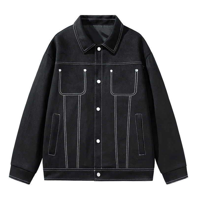 Herren Modische Wildlederjacke mit praktischen Taschen Echo Archiv