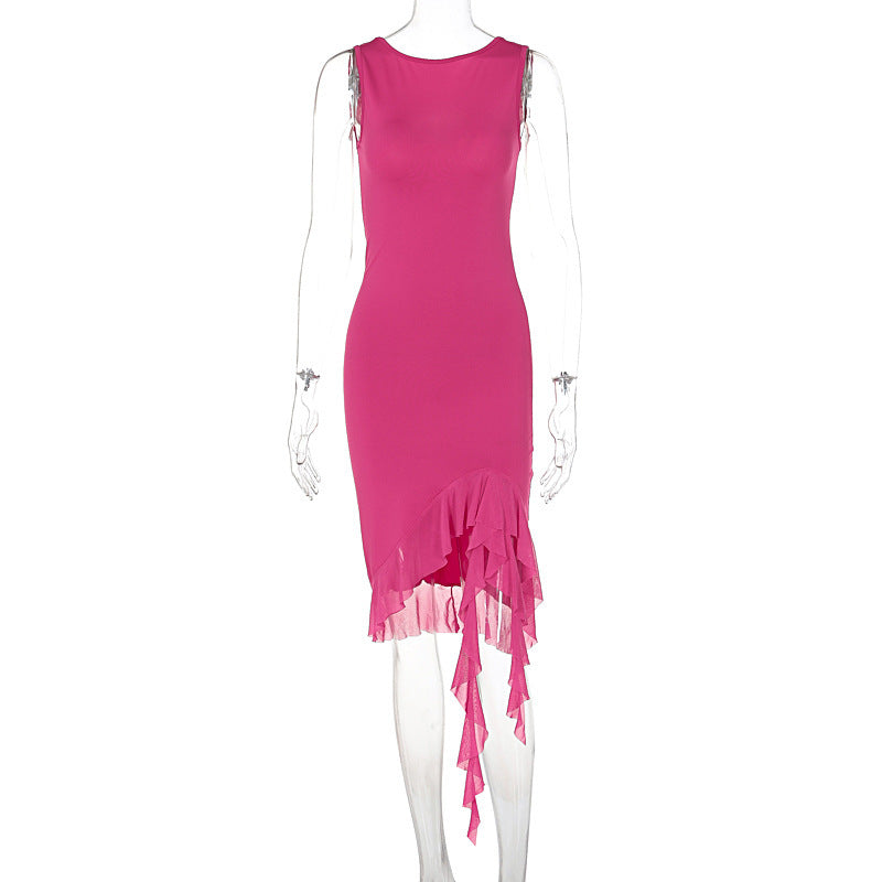 Damen Elegantes Kleid mit Rüschendetails und figurbetontem Schnitt Echo Archiv
