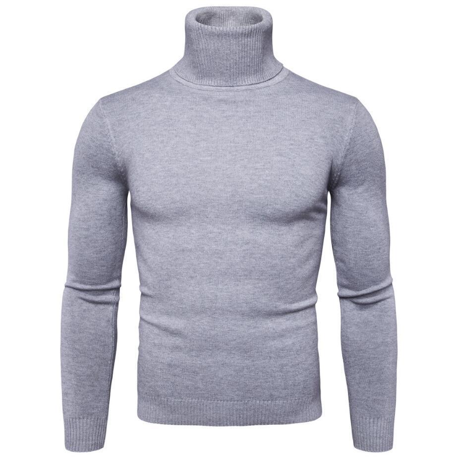 Herren Strickpullover mit hohem Kragen und schmalem Schnitt Echoarchiv