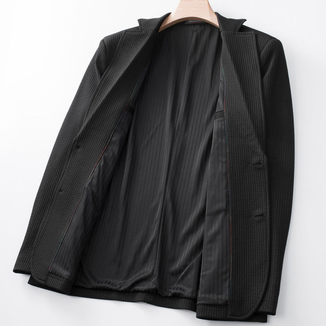 Herren Strukturblazer aus strukturiertem Jersey mit aufgesetzten Taschen – Tianoro