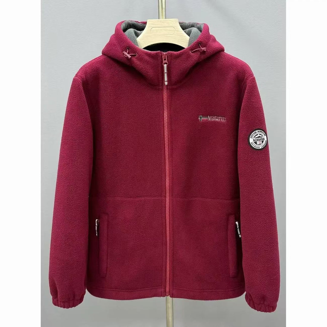 Herren Warme Fleece-Kapuzenjacke mit Sherpa-Futter, Windschutz & Reißverschlusstaschen Echo Archiv