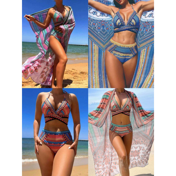 Damen Bikini-Set mit hoch geschnittenem Slip und verstellbarem Oberteil Echo Archiv