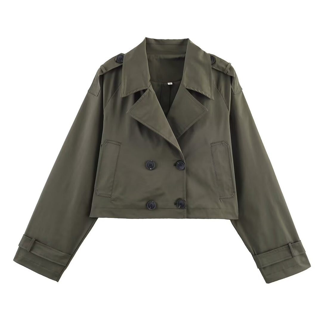 Damen Kurzgeschnittene Trenchjacke im Boxy‑Schnitt mit Doppelreiher und Schulterriegeln Echo Archiv