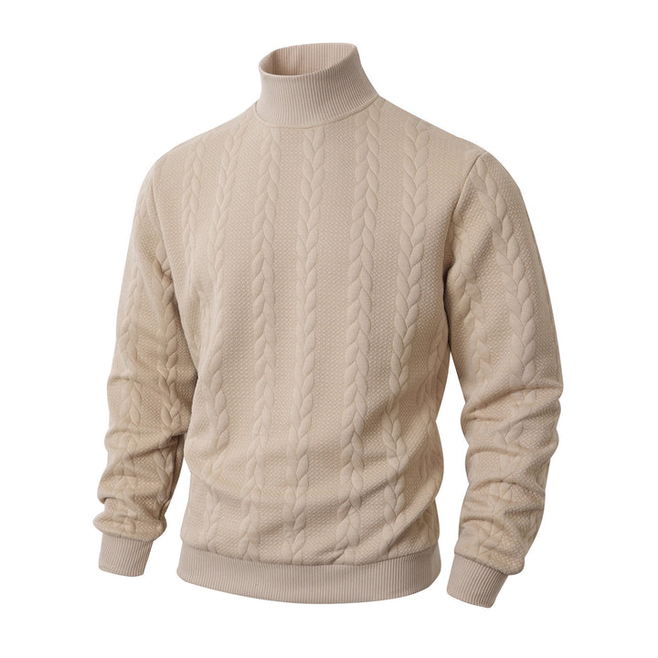 Herren Rollkragenpullover mit Zopfstrickmuster und gerippten Bündchen – Norvane