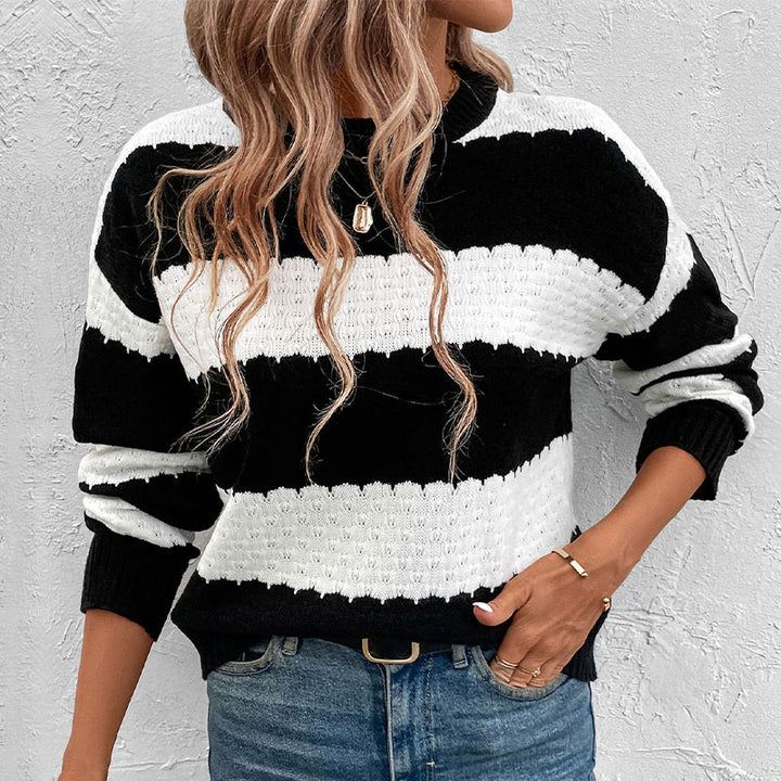Damen Lässiger Strickpullover mit dekorativen Streifen Echo Archiv