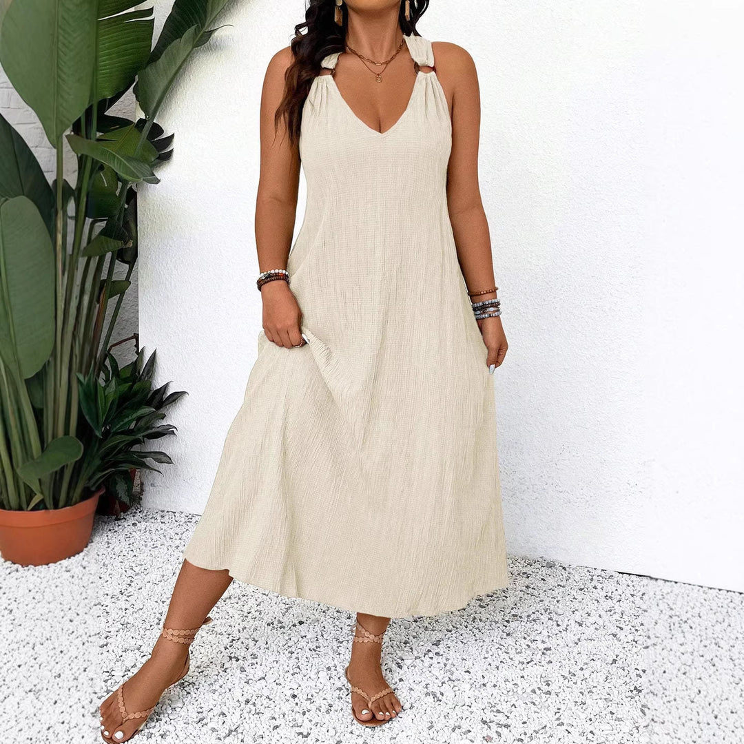 Damen Maxikleid mit schickem V-Ausschnitt und lässigen Trägern Echo Archiv