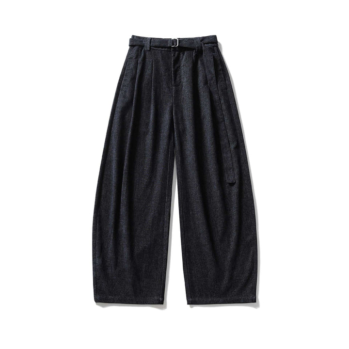 Damen Weite Hochtaillierte Bundfaltenhose mit Gürtel Echoarchiv