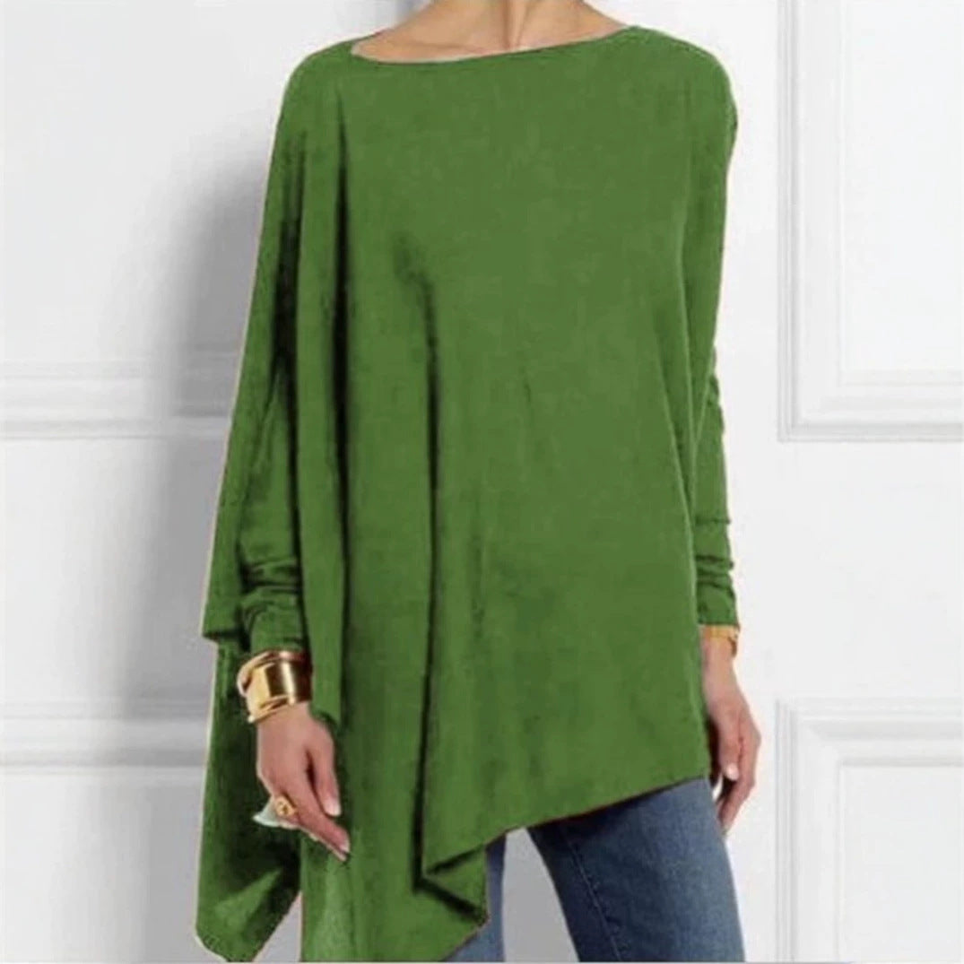 Damen nan drapierte Oversize-Tunika mit schrägem Zipfelsaum und weiten Fledermausärmeln Echo Archiv