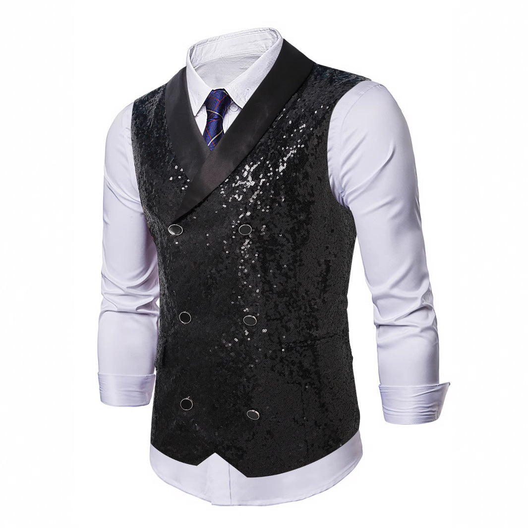 Herren eleganter Pailletten-Westen-Anzug Echoarchiv