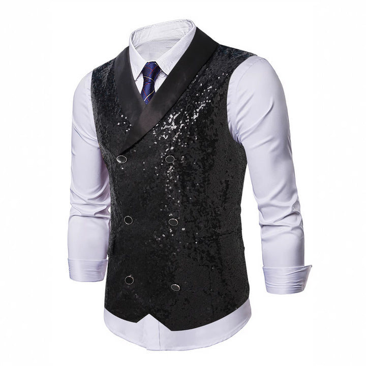 Herren eleganter Pailletten-Westen-Anzug Echoarchiv