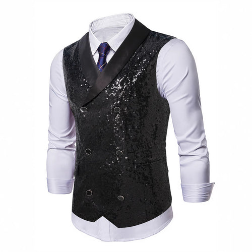 Herren eleganter Pailletten-Westen-Anzug Echoarchiv