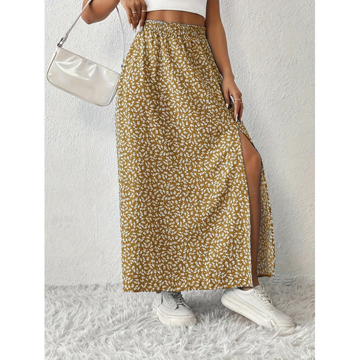 Damen Maxirock mit floralem Muster und seitlichem Schlitz Echoarchiv