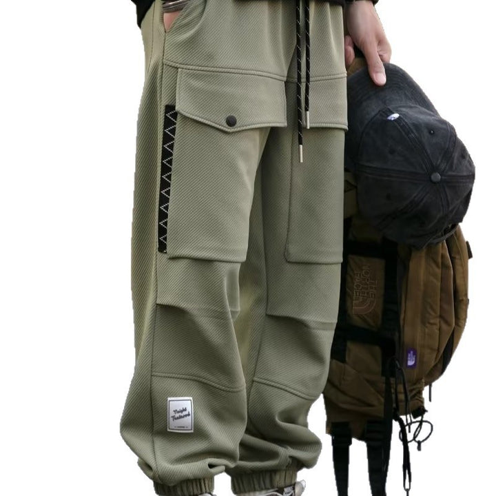 Herren weite Cargo-Jogginghose mit Kordelzug Klapptaschen und elastischen Bündchen Echoarchiv