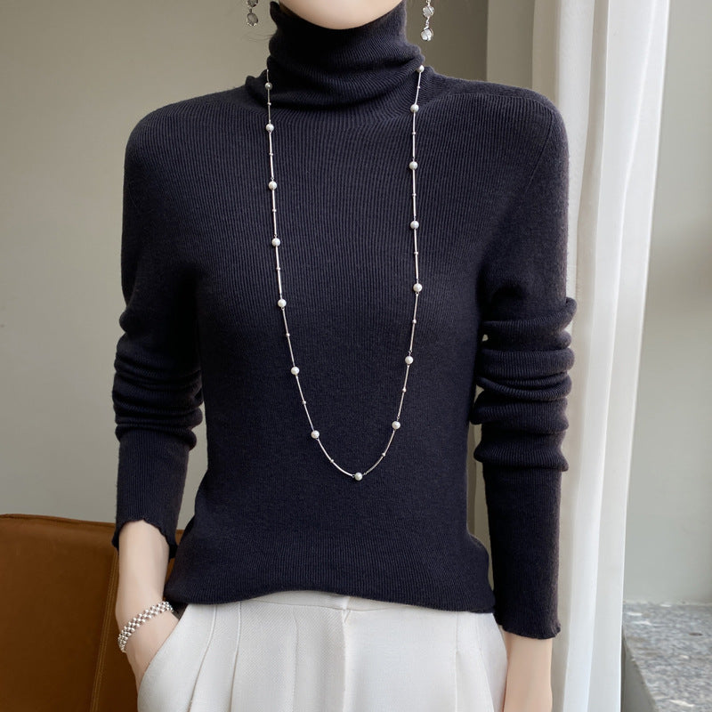 Damen Schmaler Rollkragen-Feinstrickpullover mit elastischer Rippenstruktur und minimalistischer Silhouette Echoarchiv