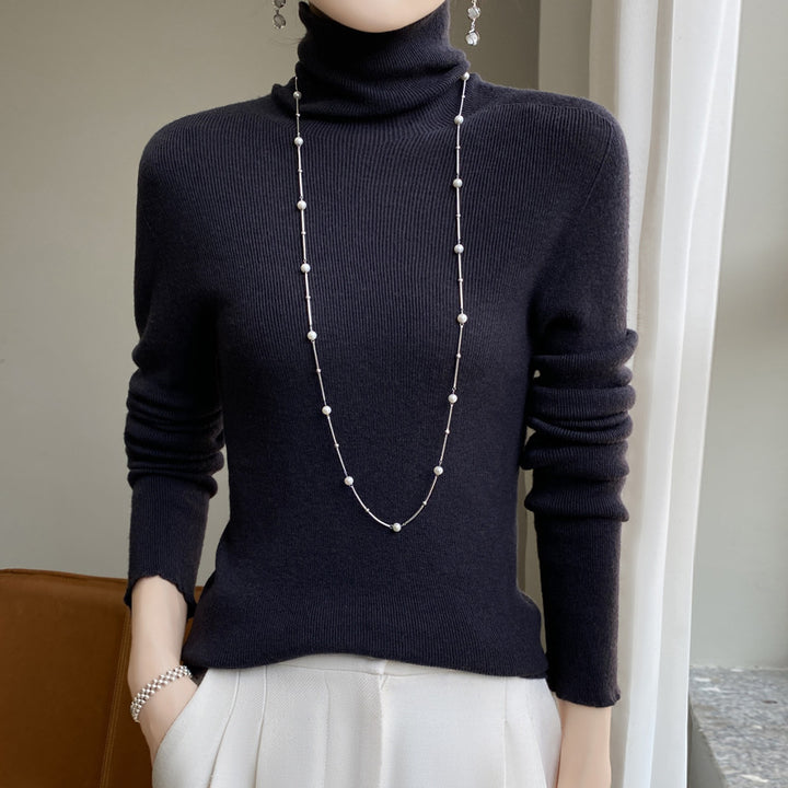 Damen Schmaler Rollkragen-Feinstrickpullover mit elastischer Rippenstruktur und minimalistischer Silhouette Echoarchiv
