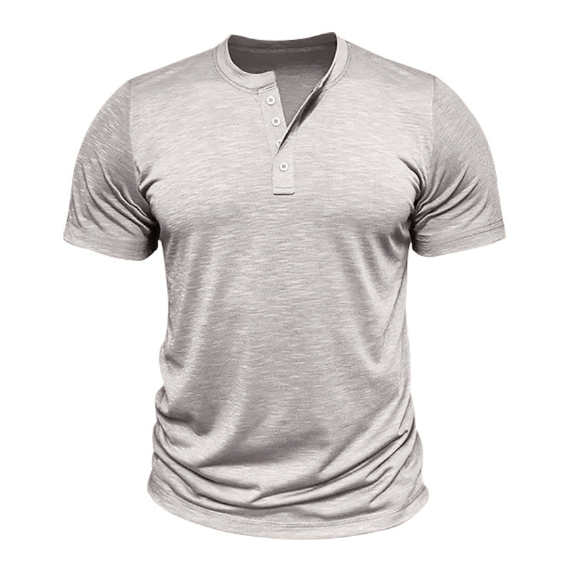 Herren Kurzarm-Henley-T-Shirt mit hochwertigem, atmungsaktivem Baumwollmix Echoarchiv