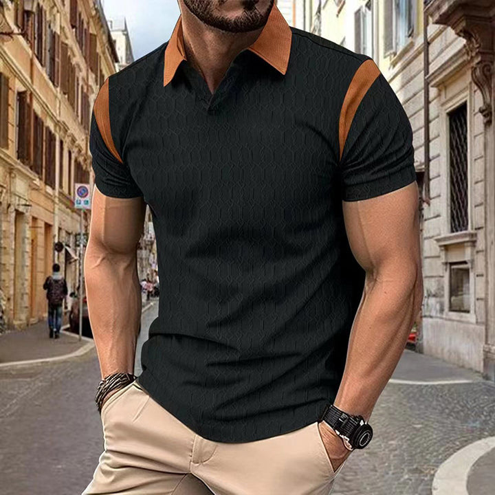 Herren Polohemd mit modernen strukturierten Akzenten und Kontrastkragen Echoarchiv