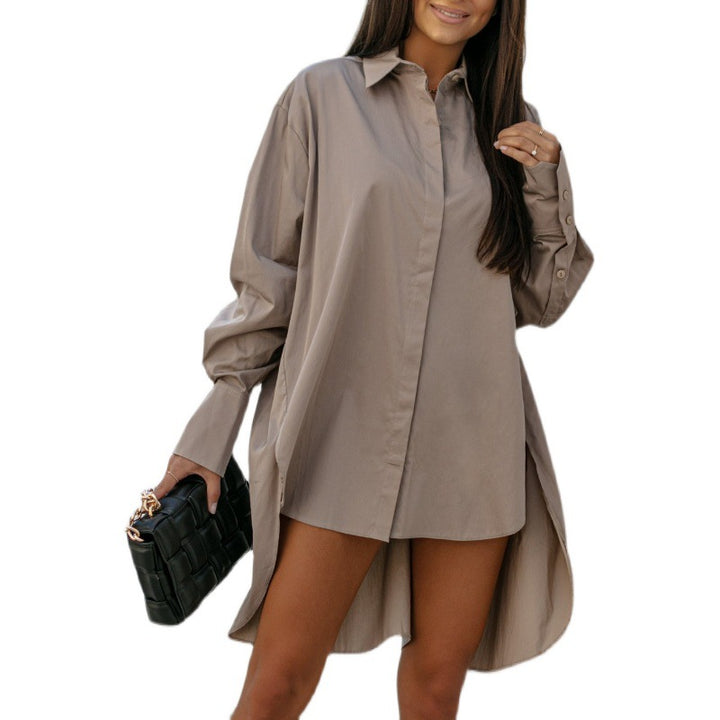 Damen nan Oversize-Hemdblusenkleid mit Ballonärmeln, verdeckter Knopfleiste und hohen Seitenschlitzen Echo Archiv