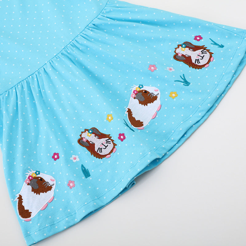 Mädchen Langarmkleid mit fröhlichem Meerschweinchen-Motiv Echo Archiv